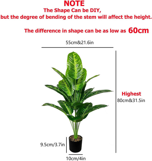 Artificial Plants in Pots Large Fake Tree Floor Faux Tropical Plants Decorative Greenry House Potted Tall for Home Office Living Room Decor Indoor Garden Outdoor (80cm Tropical Banana)