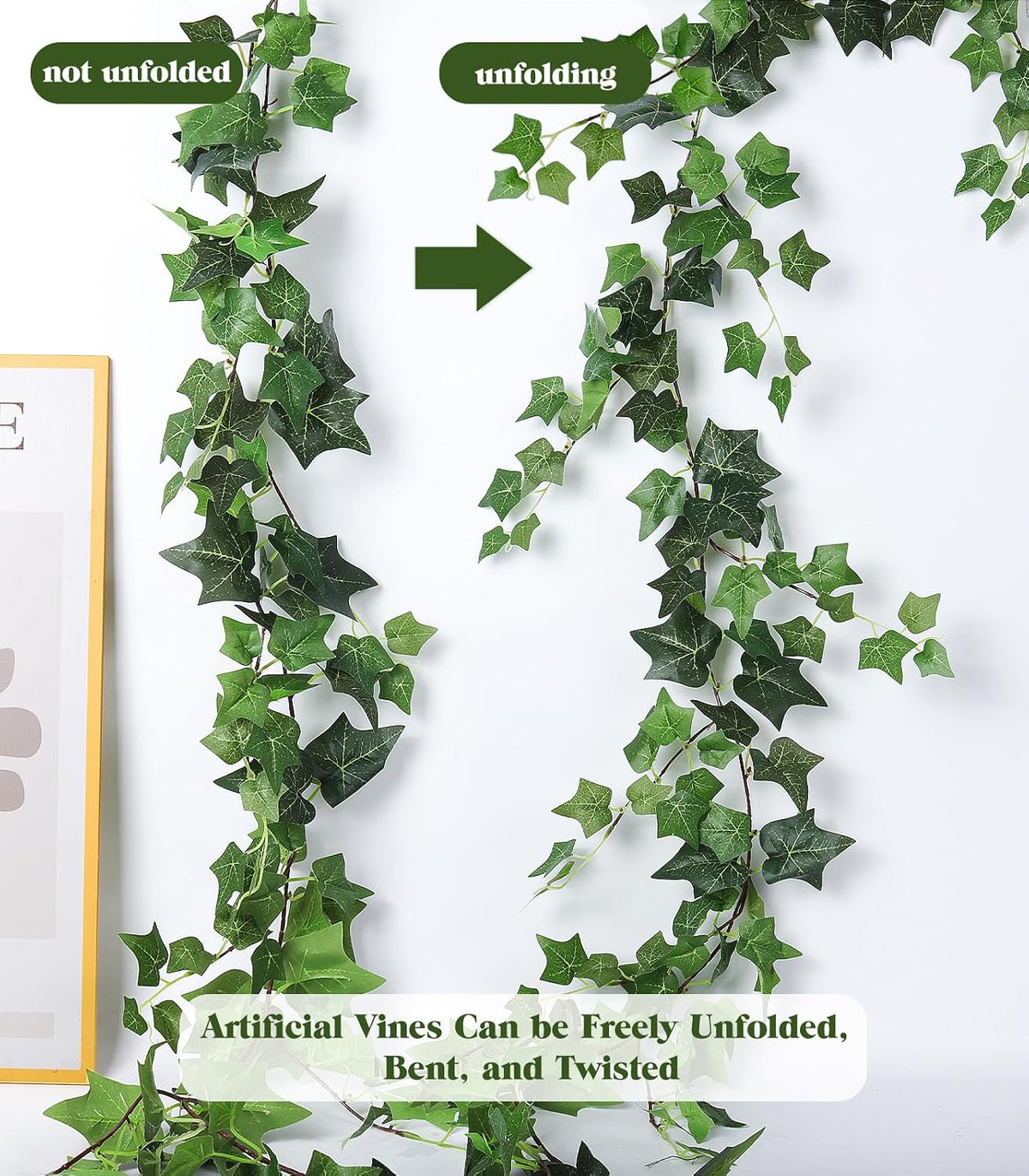3Strand Fake Vines Artificial Ivy Garland Silk Greenery Plant 6.3Ft
