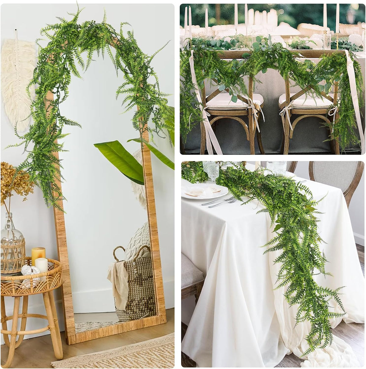 3Strand Fake Vines Artificial Ivy Garland Silk Greenery Plant 6.3Ft