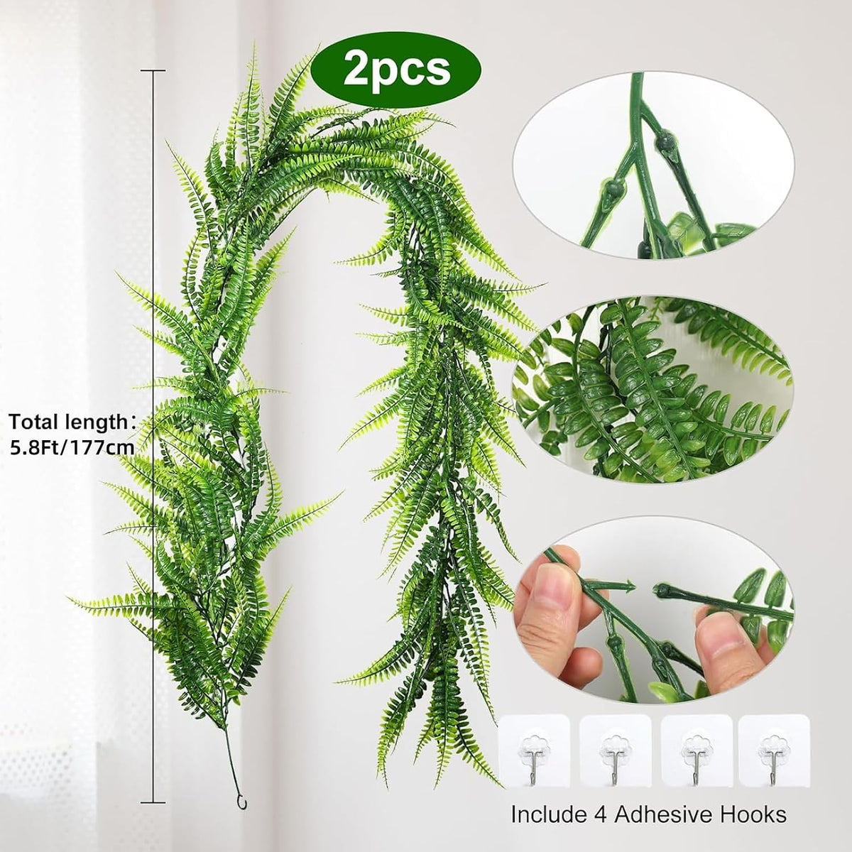 3Strand Fake Vines Artificial Ivy Garland Silk Greenery Plant 6.3Ft