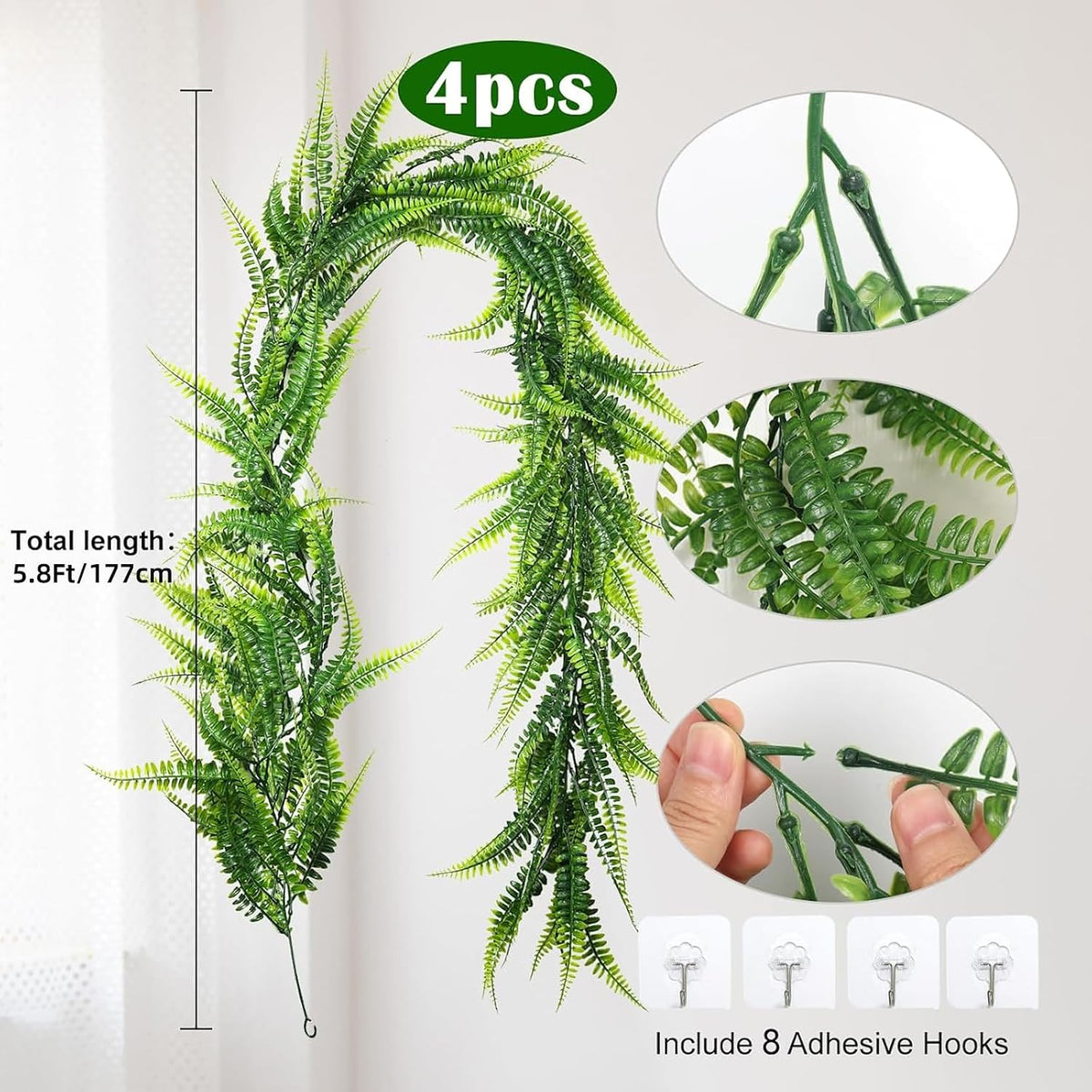 3Strand Fake Vines Artificial Ivy Garland Silk Greenery Plant 6.3Ft