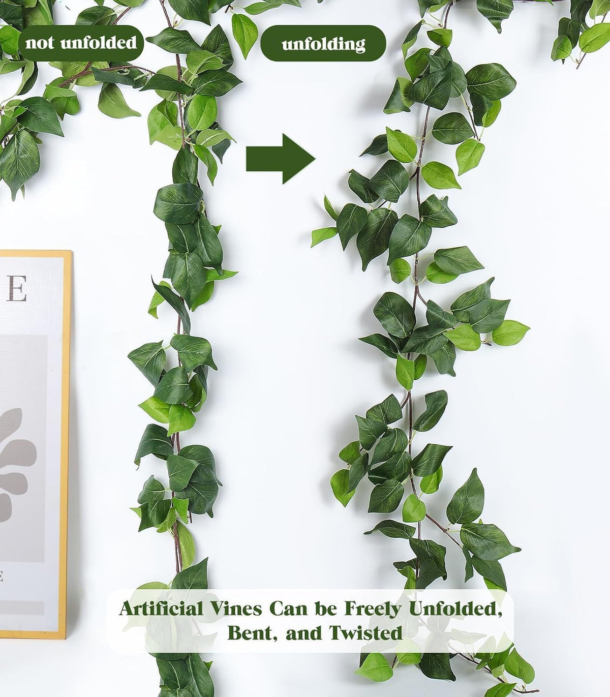 3Strand Fake Vines Artificial Ivy Garland Silk Greenery Plant 6.3Ft