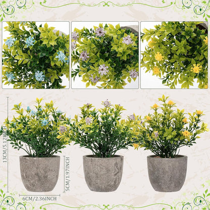 6 Pack Small Artificial Greenery Potted Plants Indoor Mini Fake Eucalyptus Rosemary Succulents in Pulp Rustic Farmhouse Table Centerpiece for Shelf Bathroom Bedroom Kitchen Office
