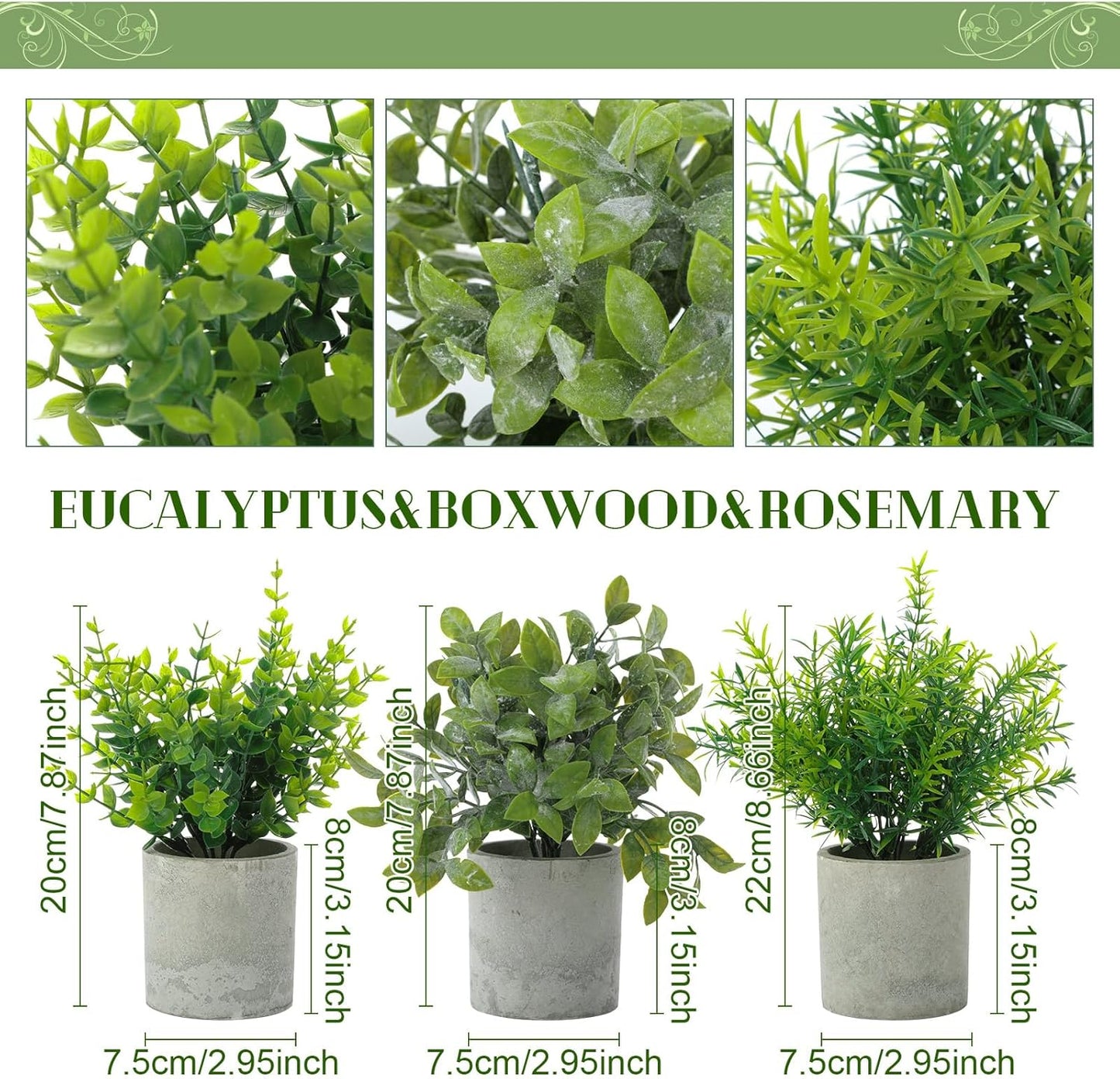 6 Pack Small Artificial Greenery Potted Plants Indoor Mini Fake Eucalyptus Rosemary Succulents in Pulp Rustic Farmhouse Table Centerpiece for Shelf Bathroom Bedroom Kitchen Office