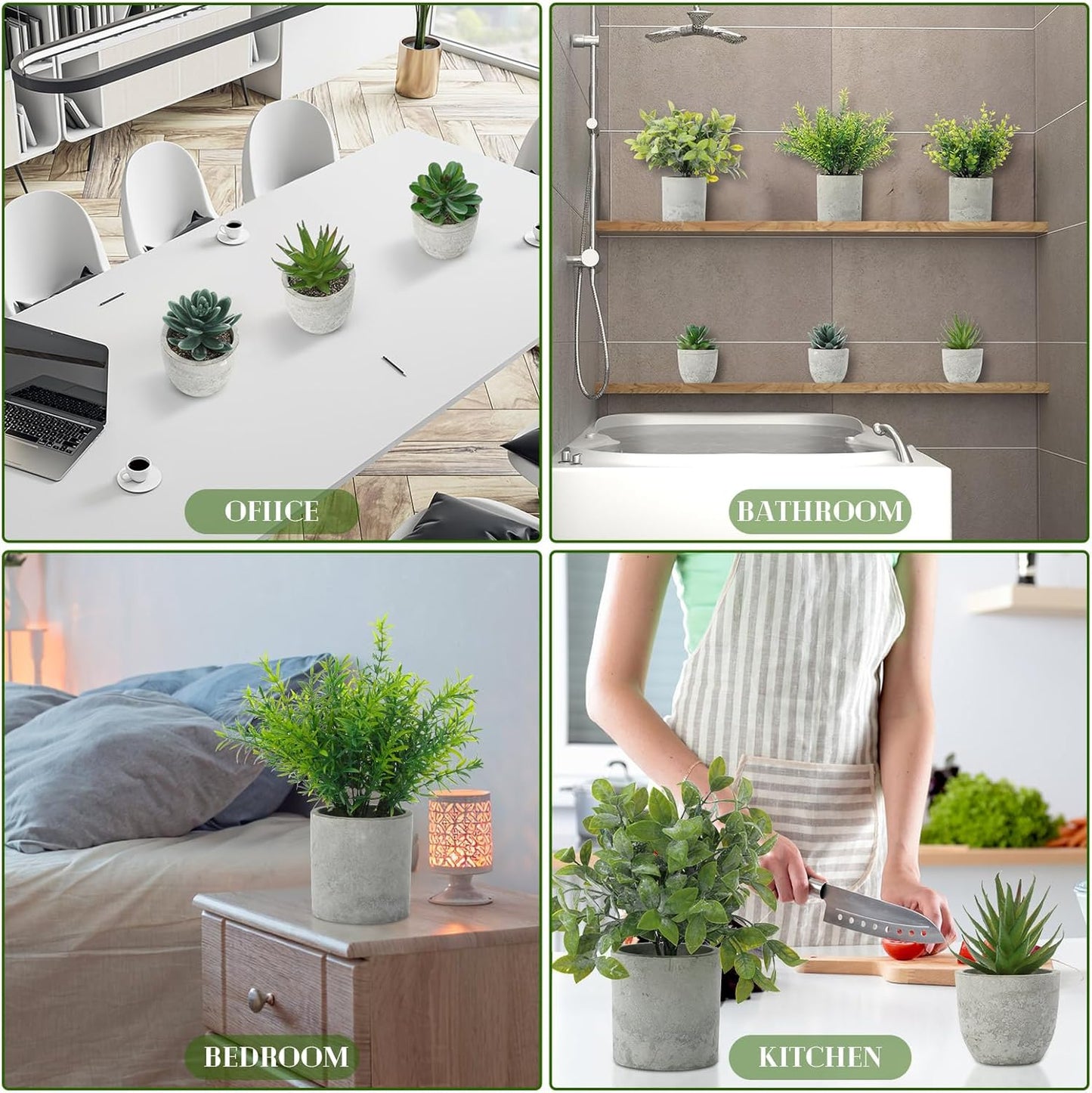 6 Pack Small Artificial Greenery Potted Plants Indoor Mini Fake Eucalyptus Rosemary Succulents in Pulp Rustic Farmhouse Table Centerpiece for Shelf Bathroom Bedroom Kitchen Office