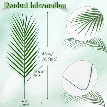 100Pcs Artificial Monstera Leaves Fake Tropical Faux Palm Leaves with Stem for Jungle Hawaiian Dinosaur Luau Party Table Decoration Wedding Birthday Theme Party, Leaf Size: 7''x 5''