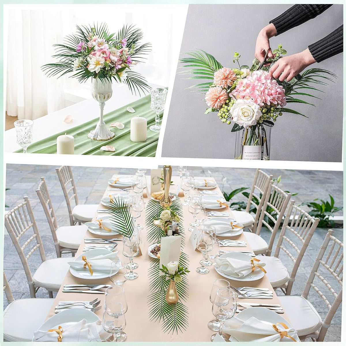 100Pcs Artificial Monstera Leaves Fake Tropical Faux Palm Leaves with Stem for Jungle Hawaiian Dinosaur Luau Party Table Decoration Wedding Birthday Theme Party, Leaf Size: 7''x 5''