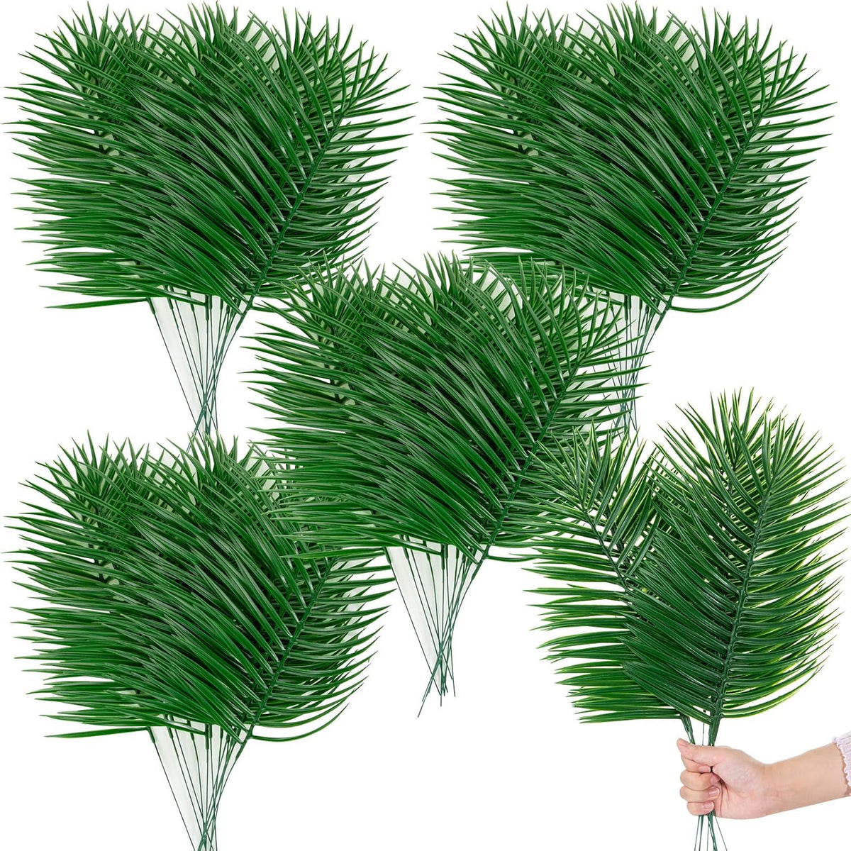 100Pcs Artificial Monstera Leaves Fake Tropical Faux Palm Leaves with Stem for Jungle Hawaiian Dinosaur Luau Party Table Decoration Wedding Birthday Theme Party, Leaf Size: 7''x 5''