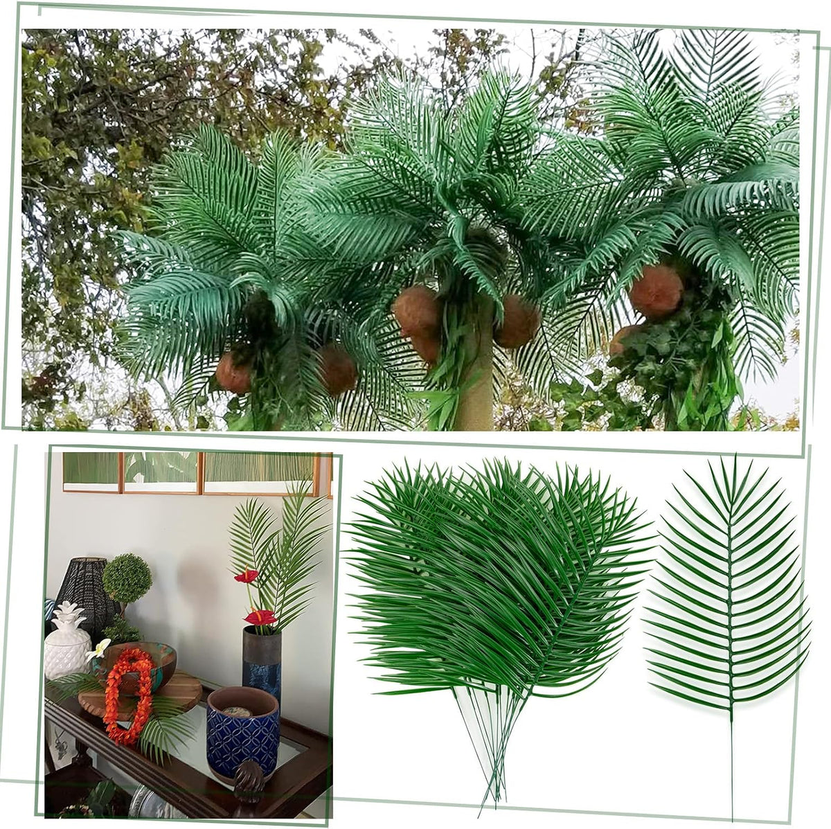 100Pcs Artificial Monstera Leaves Fake Tropical Faux Palm Leaves with Stem for Jungle Hawaiian Dinosaur Luau Party Table Decoration Wedding Birthday Theme Party, Leaf Size: 7''x 5''