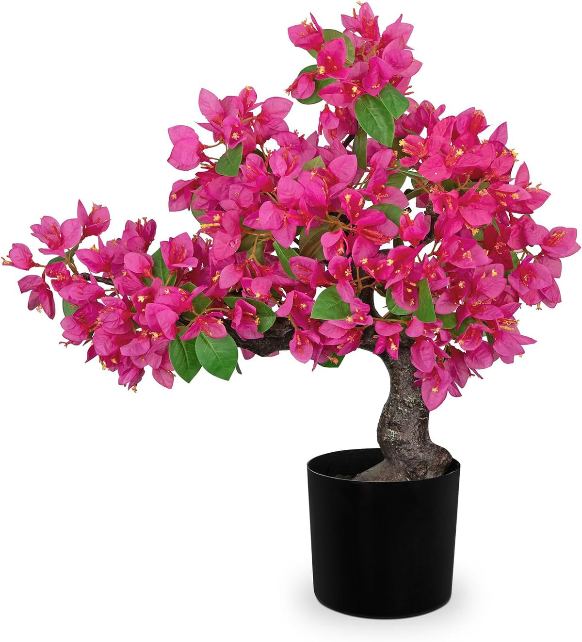 Artificial Bougainvillea Bonsai Tree 18.5" Silk Bougainvillea Plant with Blue Pot Fake Bougainvillea Floral Tree for Home Office Room Desk Shelf Zen Décor(Purple)