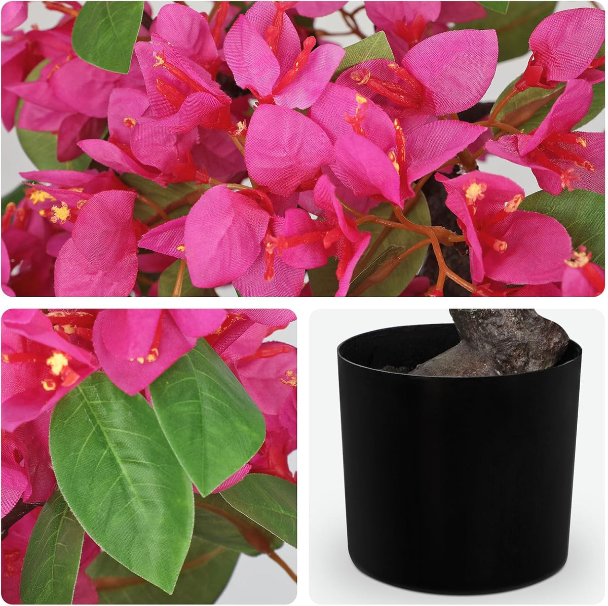 Artificial Bougainvillea Bonsai Tree 18.5" Silk Bougainvillea Plant with Blue Pot Fake Bougainvillea Floral Tree for Home Office Room Desk Shelf Zen Décor(Purple)