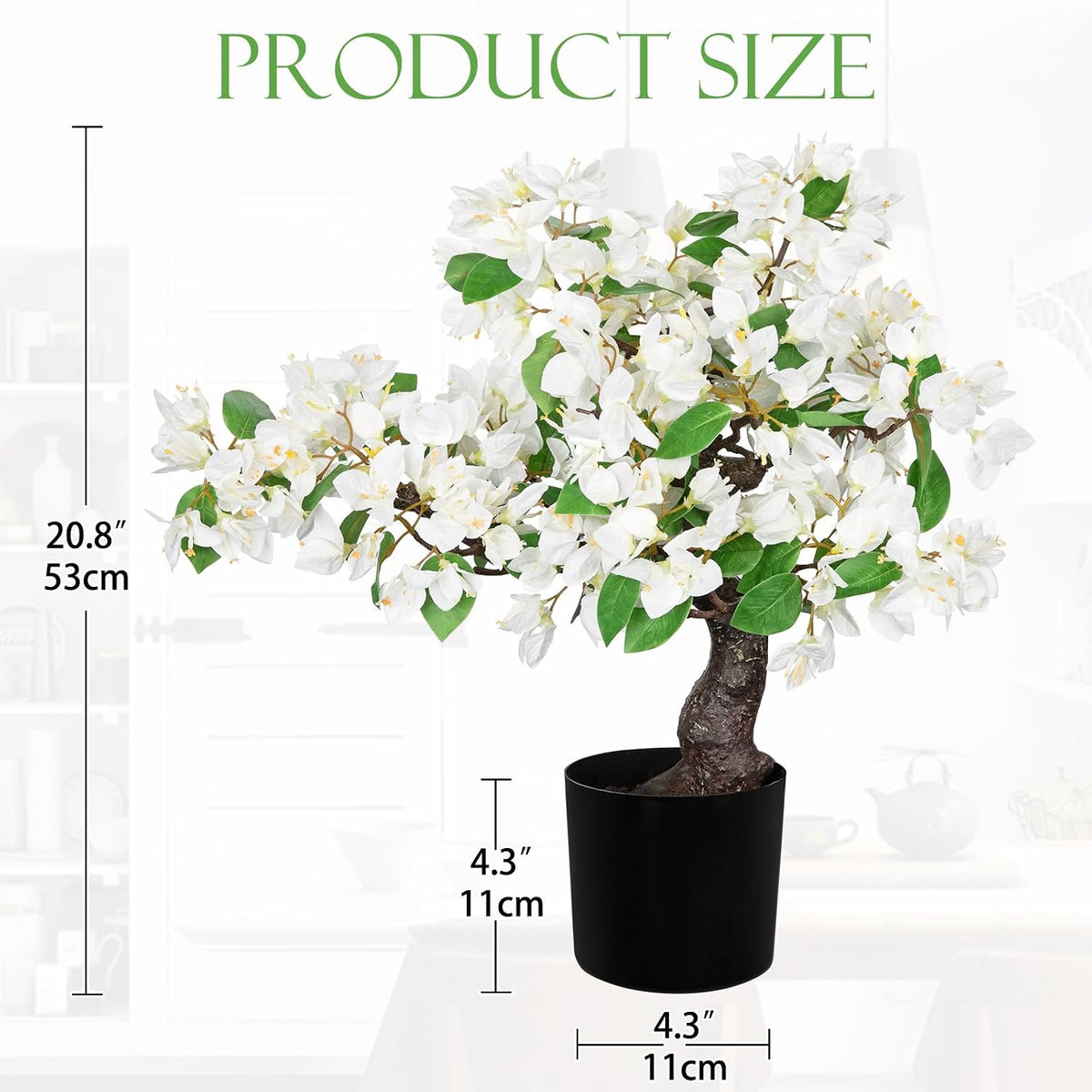 Artificial Bougainvillea Bonsai Tree 18.5" Silk Bougainvillea Plant with Blue Pot Fake Bougainvillea Floral Tree for Home Office Room Desk Shelf Zen Décor(Purple)