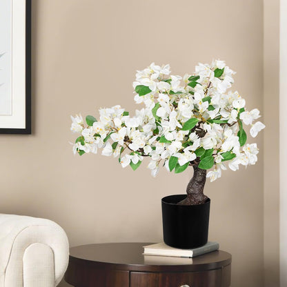 Artificial Bougainvillea Bonsai Tree 18.5" Silk Bougainvillea Plant with Blue Pot Fake Bougainvillea Floral Tree for Home Office Room Desk Shelf Zen Décor(Purple)