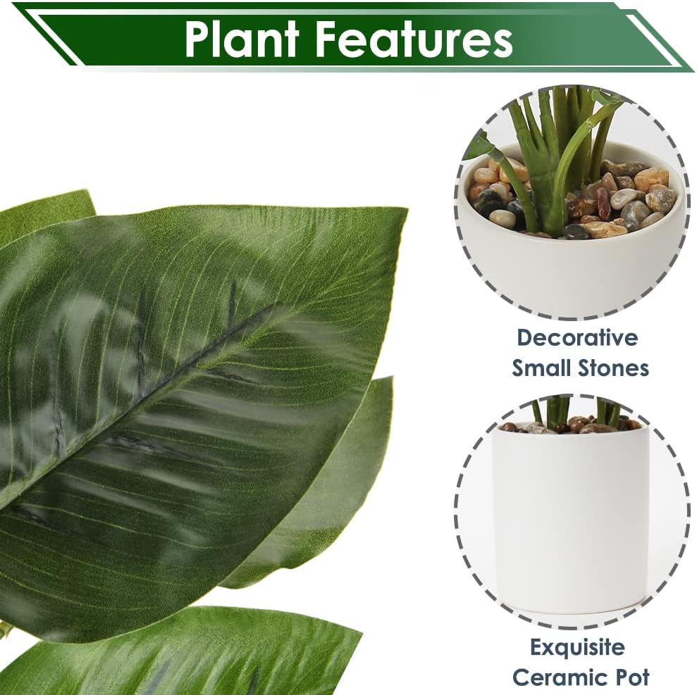 Artificial Potted Plants 13" Green Faux Plants Indoor Small Fake Plant Decor for Home Table Office House Bathroom Shelf Living Room Desk Decoration