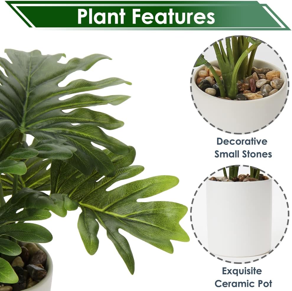 Artificial Potted Plants 13" Green Faux Plants Indoor Small Fake Plant Decor for Home Table Office House Bathroom Shelf Living Room Desk Decoration
