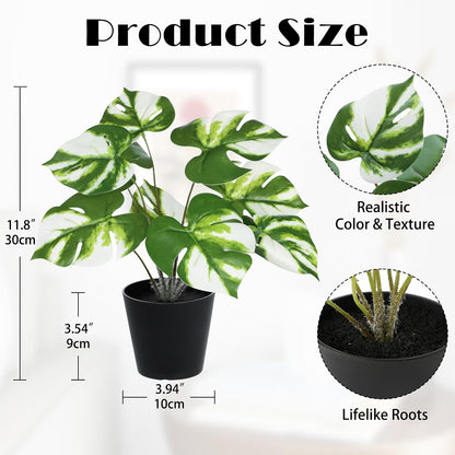 Artificial Potted Plants 13" Green Faux Plants Indoor Small Fake Plant Decor for Home Table Office House Bathroom Shelf Living Room Desk Decoration