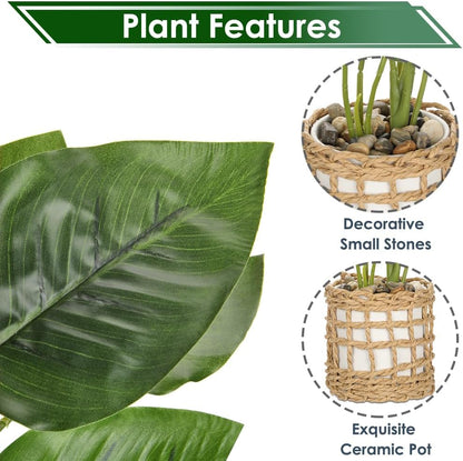 Artificial Potted Plants 13" Green Faux Plants Indoor Small Fake Plant Decor for Home Table Office House Bathroom Shelf Living Room Desk Decoration