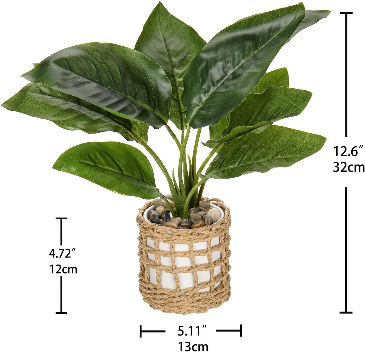 Artificial Potted Plants 13" Green Faux Plants Indoor Small Fake Plant Decor for Home Table Office House Bathroom Shelf Living Room Desk Decoration