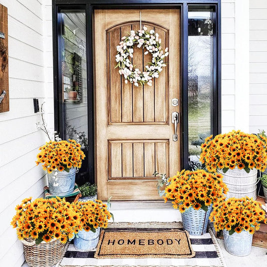 Sunflowers Artificial Flowers Daisy Mums Fake Flowers Outdoor UV Resistant No Fade Fall Flowers 24 Stems Greenery Shrubs Indoor Outside Home Wedding Office DIY Garden Décor (Yellow)