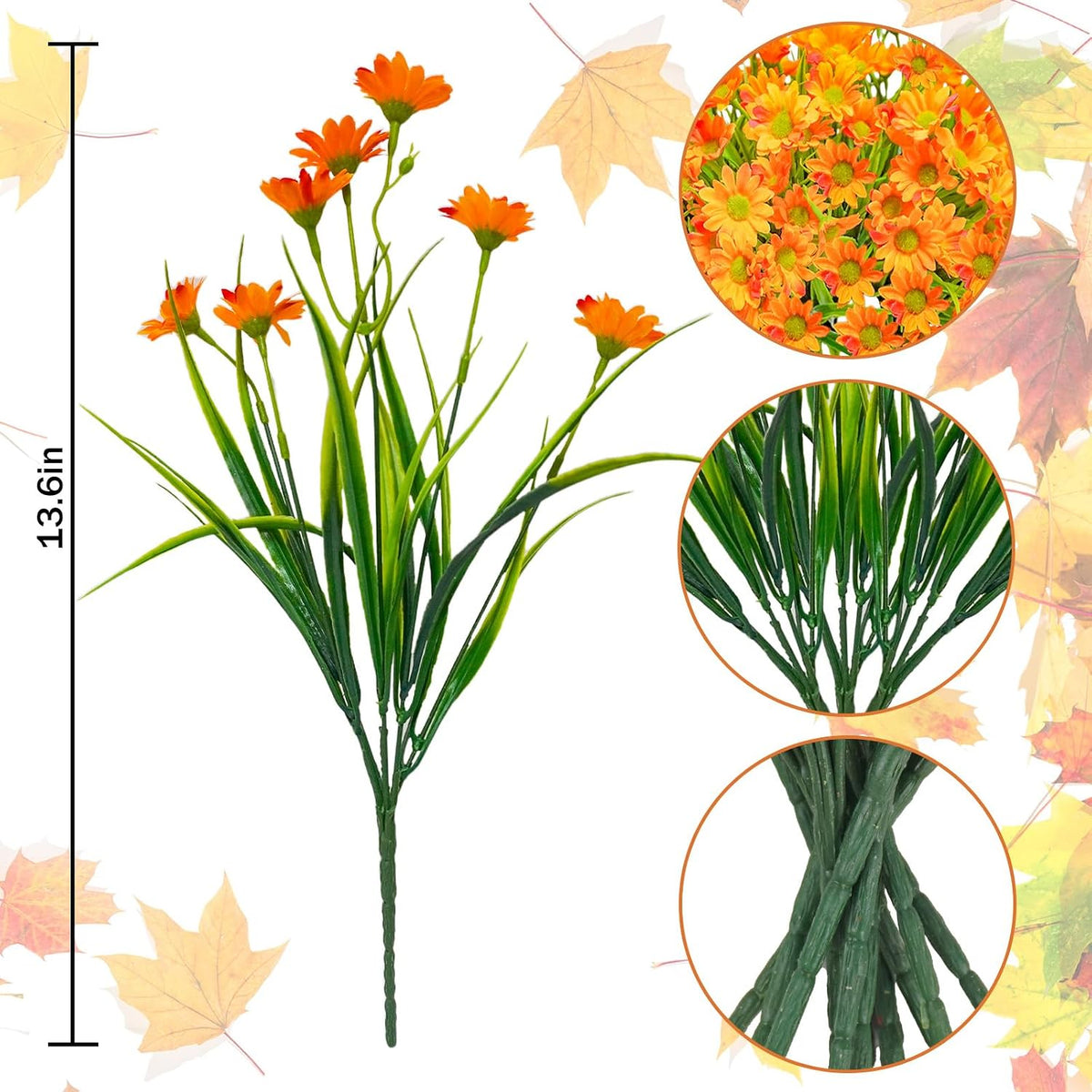 Sunflowers Artificial Flowers Daisy Mums Fake Flowers Outdoor UV Resistant No Fade Fall Flowers 24 Stems Greenery Shrubs Indoor Outside Home Wedding Office DIY Garden Décor (Yellow)