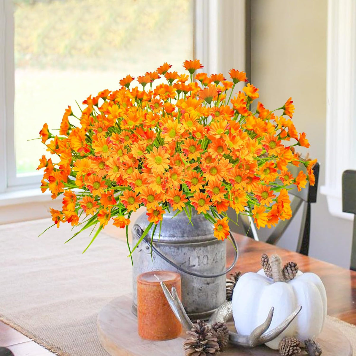 Sunflowers Artificial Flowers Daisy Mums Fake Flowers Outdoor UV Resistant No Fade Fall Flowers 24 Stems Greenery Shrubs Indoor Outside Home Wedding Office DIY Garden Décor (Yellow)