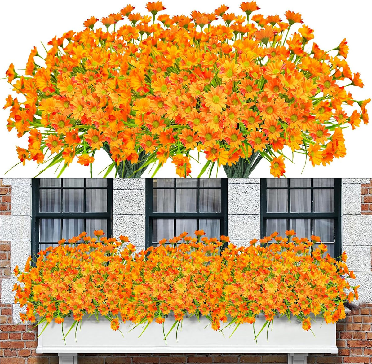 Sunflowers Artificial Flowers Daisy Mums Fake Flowers Outdoor UV Resistant No Fade Fall Flowers 24 Stems Greenery Shrubs Indoor Outside Home Wedding Office DIY Garden Décor (Yellow)