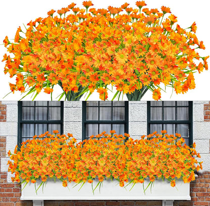 Sunflowers Artificial Flowers Daisy Mums Fake Flowers Outdoor UV Resistant No Fade Fall Flowers 24 Stems Greenery Shrubs Indoor Outside Home Wedding Office DIY Garden Décor (Yellow)