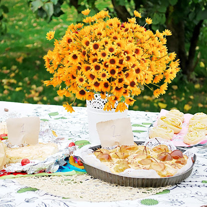 Sunflowers Artificial Flowers Daisy Mums Fake Flowers Outdoor UV Resistant No Fade Fall Flowers 24 Stems Greenery Shrubs Indoor Outside Home Wedding Office DIY Garden Décor (Yellow)