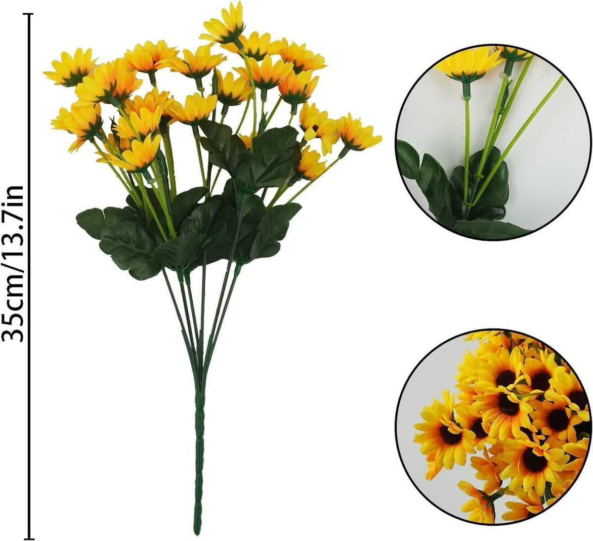 Sunflowers Artificial Flowers Daisy Mums Fake Flowers Outdoor UV Resistant No Fade Fall Flowers 24 Stems Greenery Shrubs Indoor Outside Home Wedding Office DIY Garden Décor (Yellow)