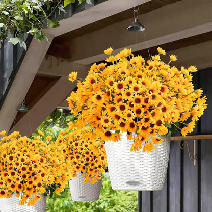 Sunflowers Artificial Flowers Daisy Mums Fake Flowers Outdoor UV Resistant No Fade Fall Flowers 24 Stems Greenery Shrubs Indoor Outside Home Wedding Office DIY Garden Décor (Yellow)