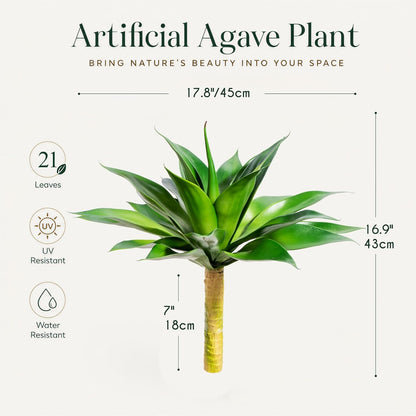 Artificial Agave Plants,Large UV Resistant Fake Agave Planters for Indoor and Outdoor Decorating Plantas Artificiales Decorativas Grandes(2Pack, 28")