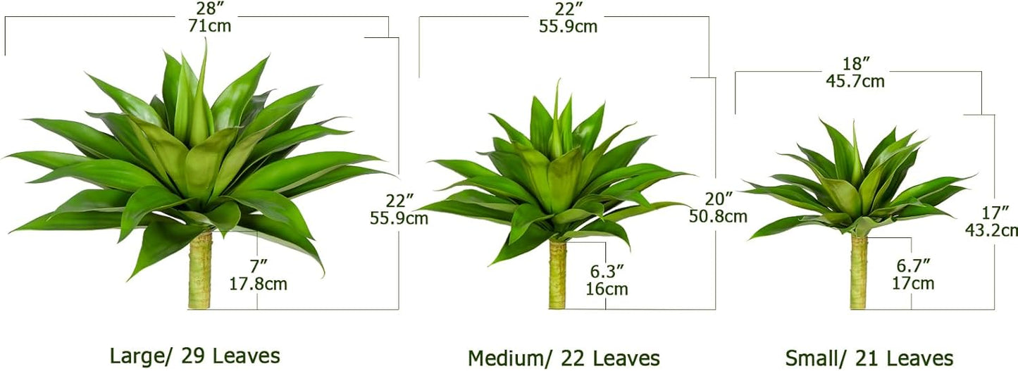 Artificial Agave Plants,Large UV Resistant Fake Agave Planters for Indoor and Outdoor Decorating Plantas Artificiales Decorativas Grandes(2Pack, 28")