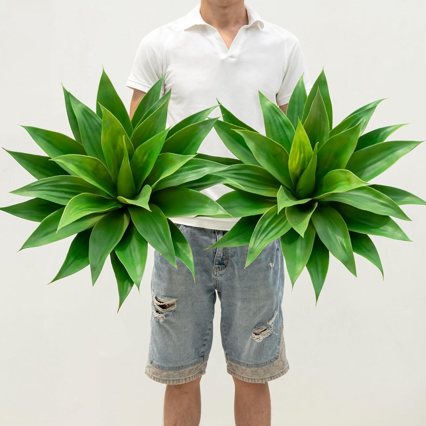 Artificial Agave Plants,Large UV Resistant Fake Agave Planters for Indoor and Outdoor Decorating Plantas Artificiales Decorativas Grandes(2Pack, 28")