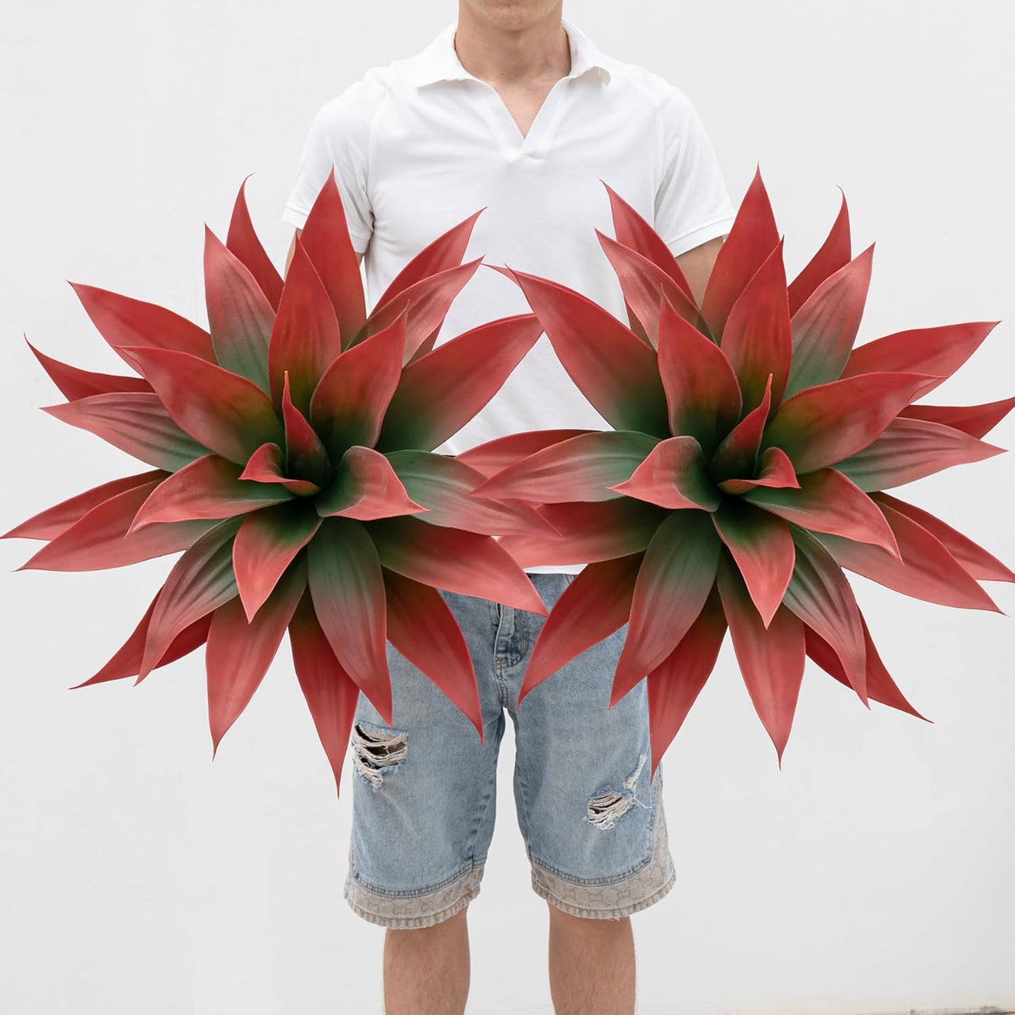 Artificial Agave Plants,Large UV Resistant Fake Agave Planters for Indoor and Outdoor Decorating Plantas Artificiales Decorativas Grandes(2Pack, 28")