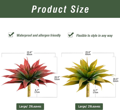 Artificial Agave Plants,Large UV Resistant Fake Agave Planters for Indoor and Outdoor Decorating Plantas Artificiales Decorativas Grandes(2Pack, 28")