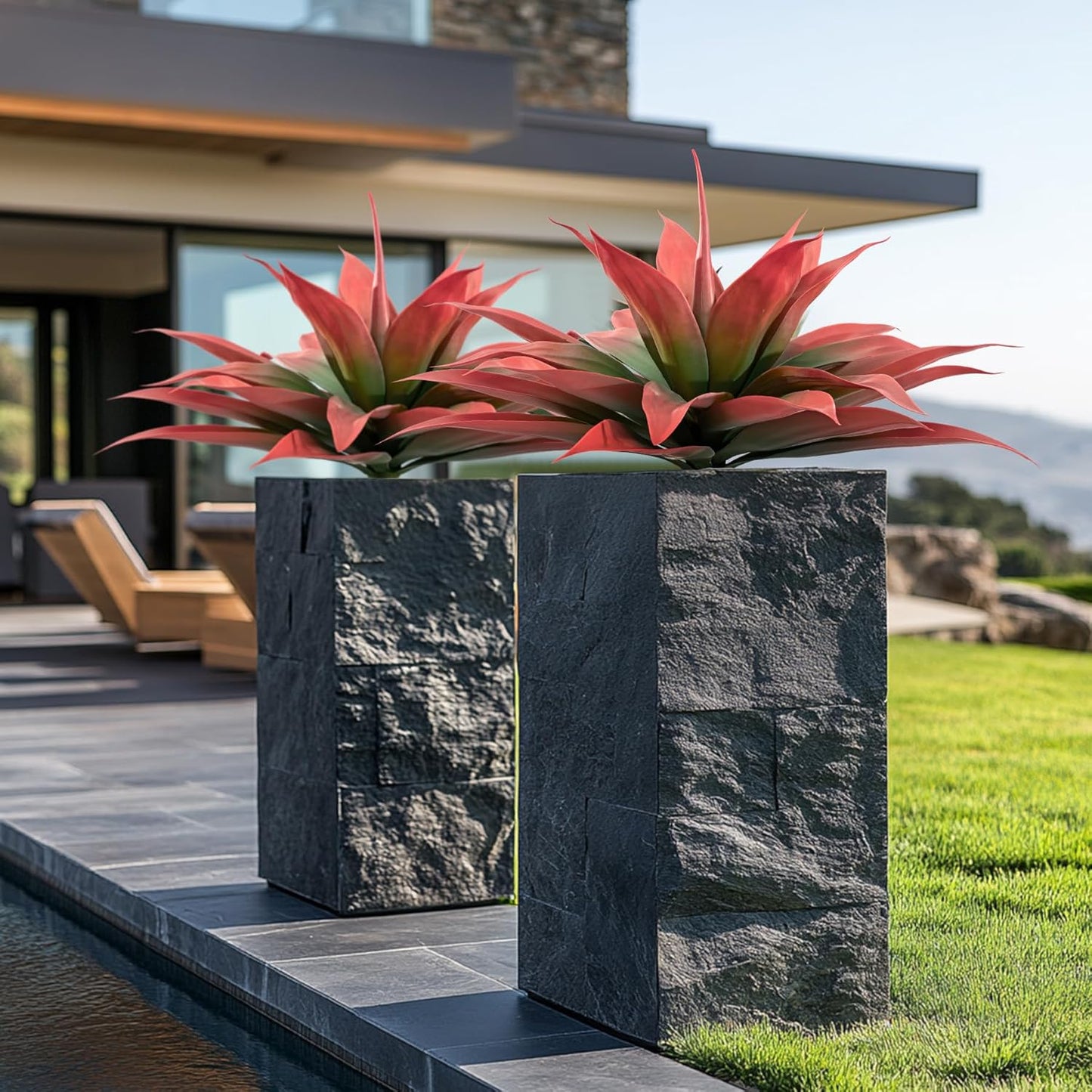 Artificial Agave Plants,Large UV Resistant Fake Agave Planters for Indoor and Outdoor Decorating Plantas Artificiales Decorativas Grandes(2Pack, 28")
