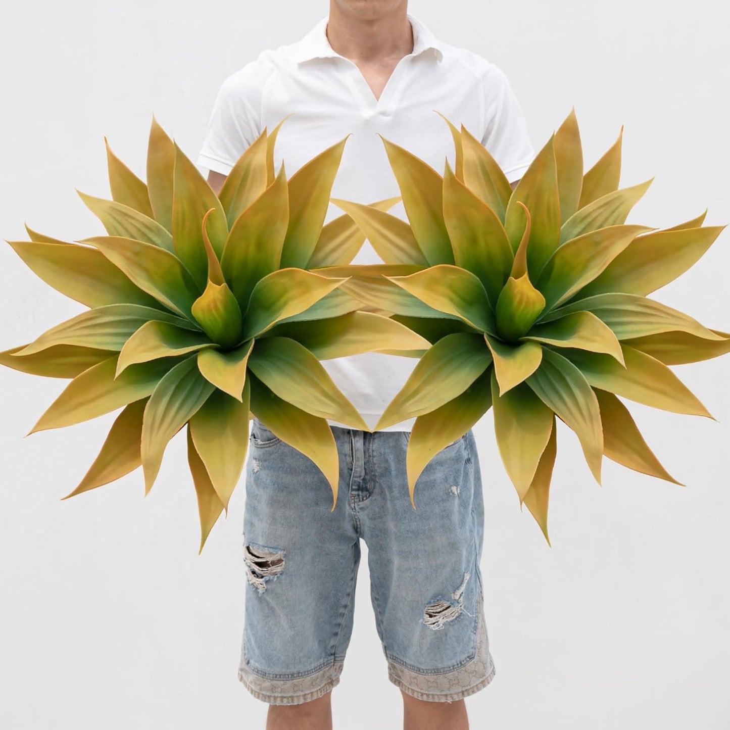 Artificial Agave Plants,Large UV Resistant Fake Agave Planters for Indoor and Outdoor Decorating Plantas Artificiales Decorativas Grandes(2Pack, 28")