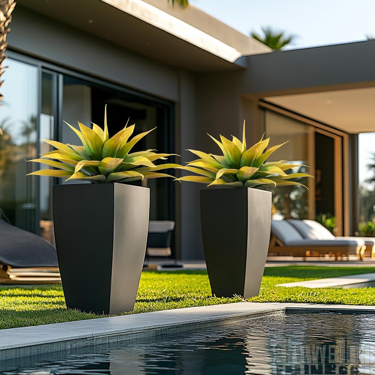 Artificial Agave Plants,Large UV Resistant Fake Agave Planters for Indoor and Outdoor Decorating Plantas Artificiales Decorativas Grandes(2Pack, 28")