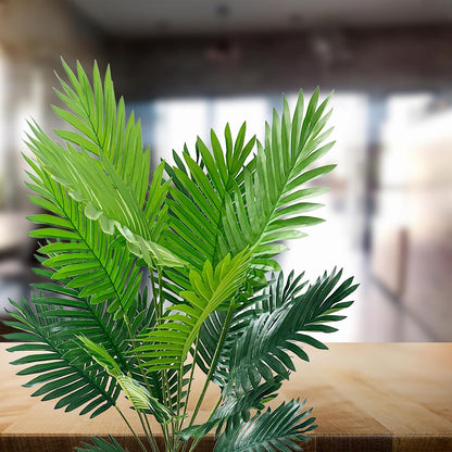 Set of 2 Artificial Areca Palm Plants in Pots, 50 Inch Fake Tropical Palm Trees with Greenery Leaves and Stems, Faux Dypsis Lutescens Floor Plants for Garden, Store, Office, Home Decoration