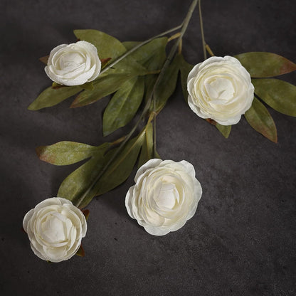 6 PCS 27"Artificial Ranunculus Flowers Branches for Vase Decor(Cream) | Fake Silk Persian Buttercup Stems Look Real Faux Flowers, for DIY Bouquet Table Centerpieces Farmhouse Home Decor
