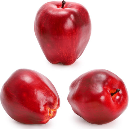 24 Pcs Artificial Apples, Realistic Fake Red Delicious Apples, Decorative Lifelike Faux Apples for Home Kitchen Festival Party Photography Christmas Decoration