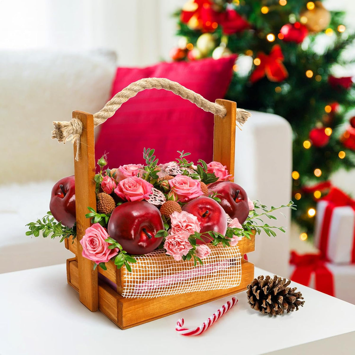 24 Pcs Artificial Apples, Realistic Fake Red Delicious Apples, Decorative Lifelike Faux Apples for Home Kitchen Festival Party Photography Christmas Decoration