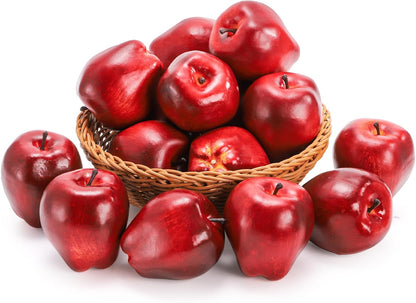 24 Pcs Artificial Apples, Realistic Fake Red Delicious Apples, Decorative Lifelike Faux Apples for Home Kitchen Festival Party Photography Christmas Decoration