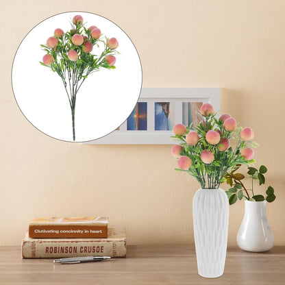 2 Pack Artificial Peach Branches Faux Fruit Stems Vase Filler Decor for Home Wedding Party Centerpieces 12.79X3.93X3.93In