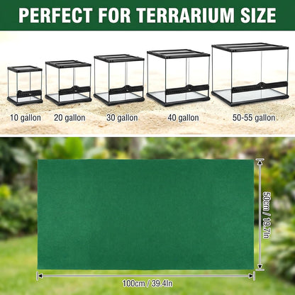 MAQIHAN Reptile Carpet 40 Gallon - 39 x 20 Inch Reptile Mat Reptile Tank Accessories Terrarium Liner for Bearded Dragon Snake Lizard Gecko Tortoise Habitat, Cut to Fit Substrate Liner