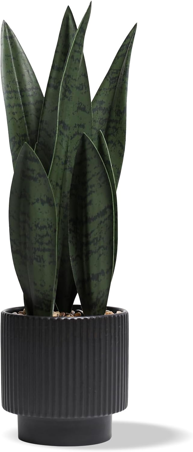 Artificial Plants Sansevieria Snake Plant with Black Ceramic Pot
