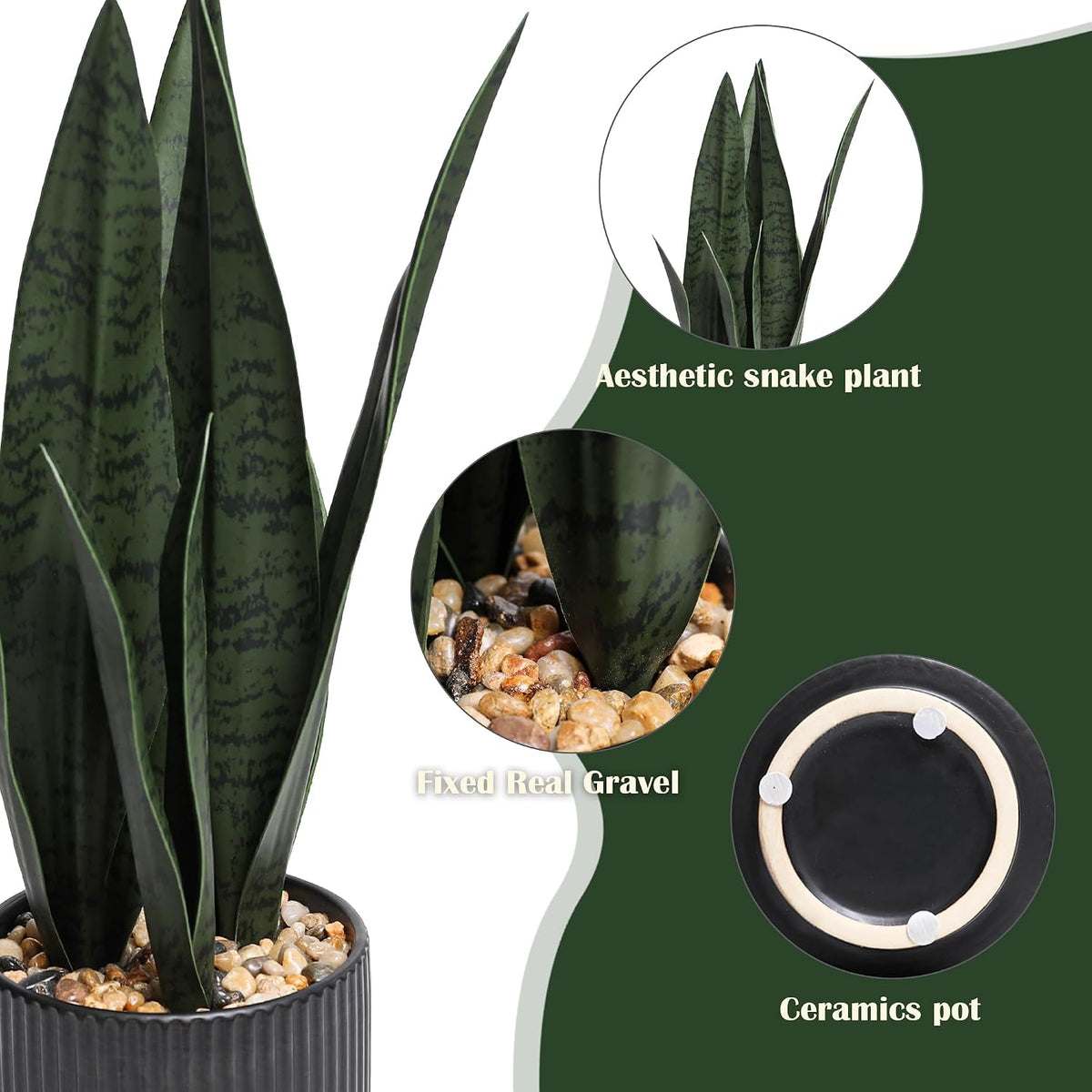 Artificial Plants Sansevieria Snake Plant with Black Ceramic Pot