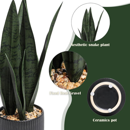 Artificial Plants Sansevieria Snake Plant with Black Ceramic Pot
