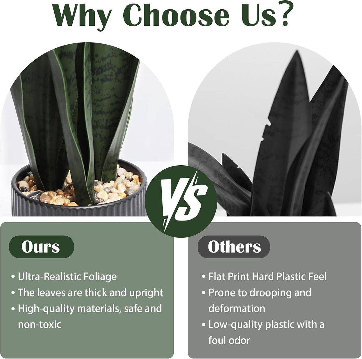 Artificial Plants Sansevieria Snake Plant with Black Ceramic Pot