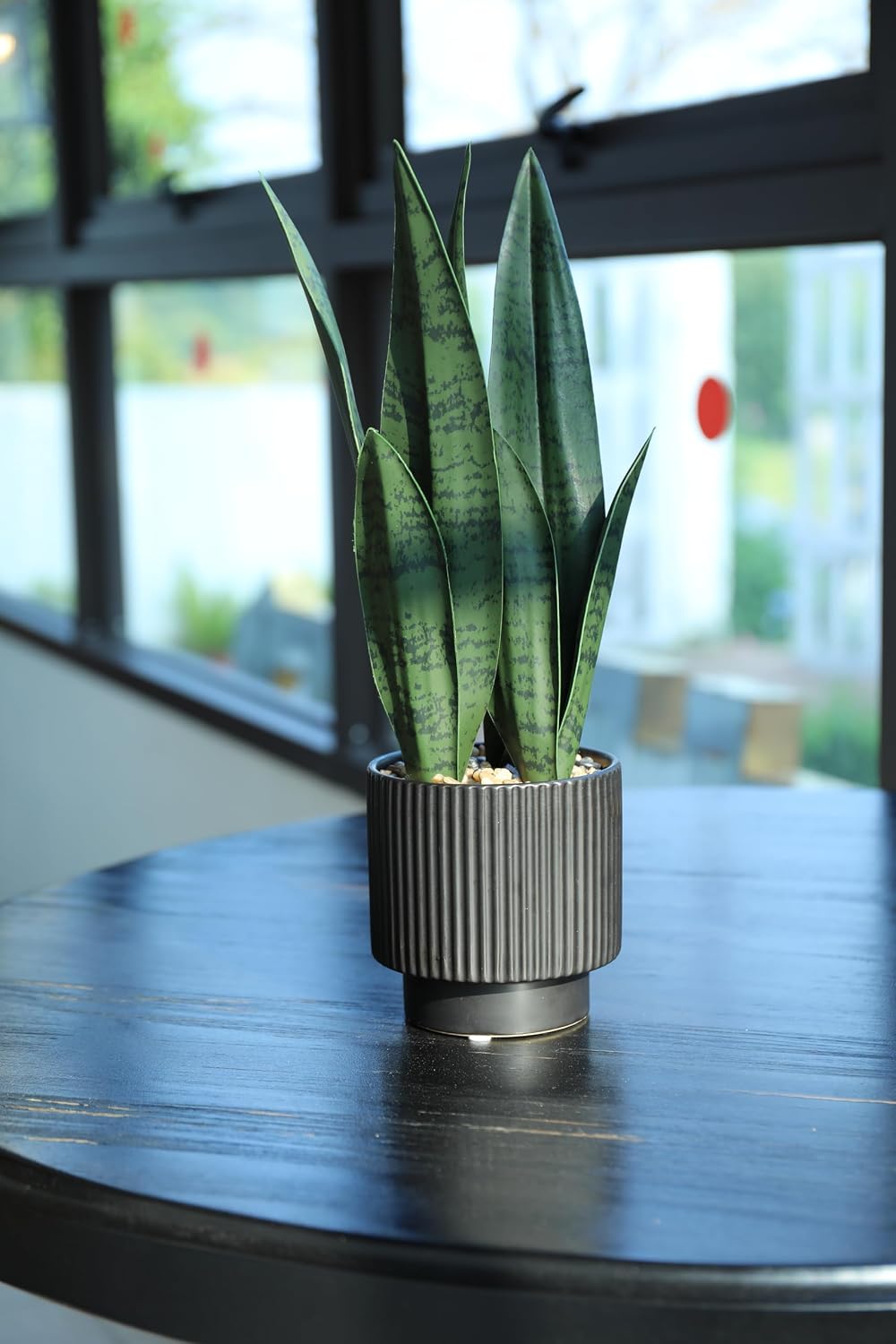 Artificial Plants Sansevieria Snake Plant with Black Ceramic Pot